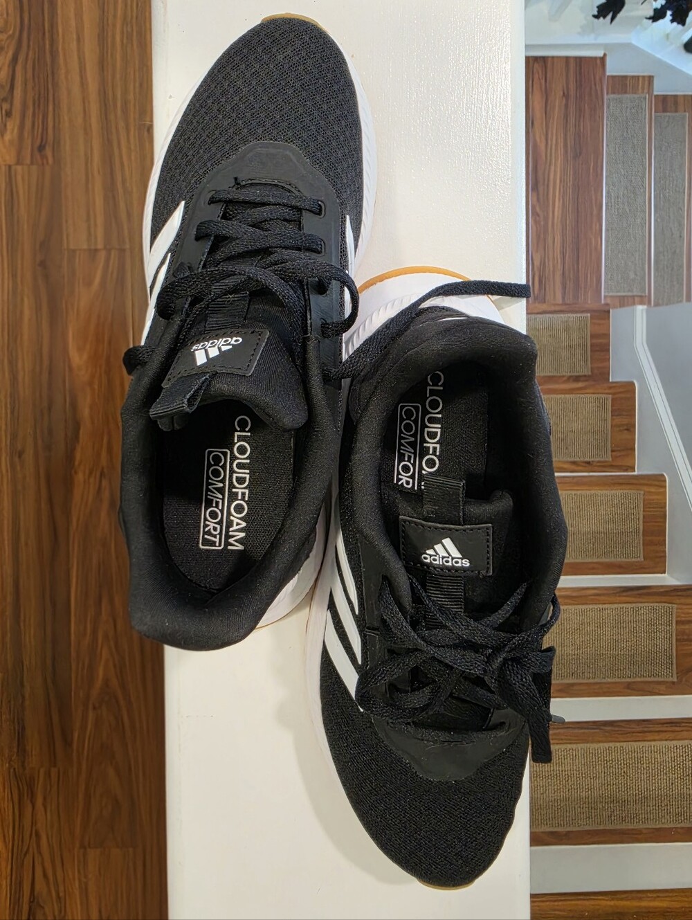 adidas Black and White Cloudfoam Comfort Athletic Sneakers